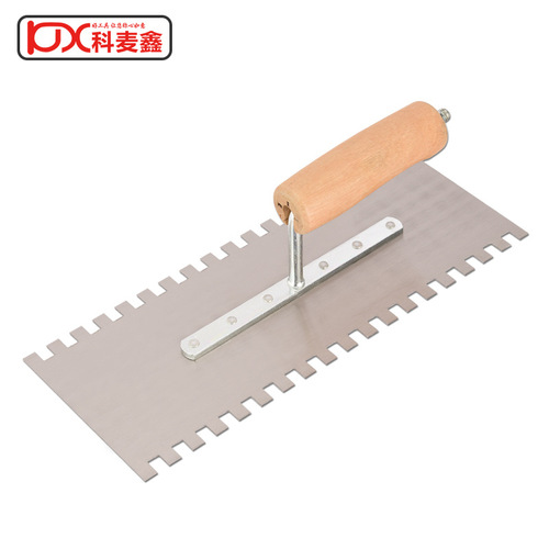 Kemaixin manganese steel trowel trowel wooden handle left and right flat teeth trowel trowel trowel scraper craftsman's tool plastering knife