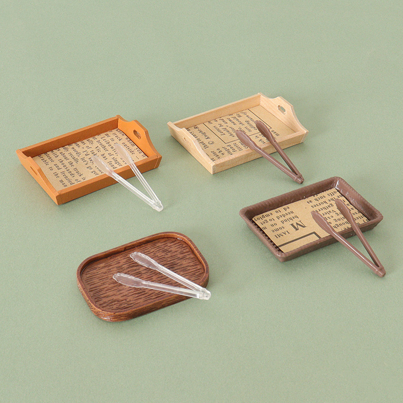 ドールハウスミニチュアシミュレーション食品おもちゃモデルケーキトレイパンクリップセット装飾品 diy シーン装飾アクセサリー|undefined