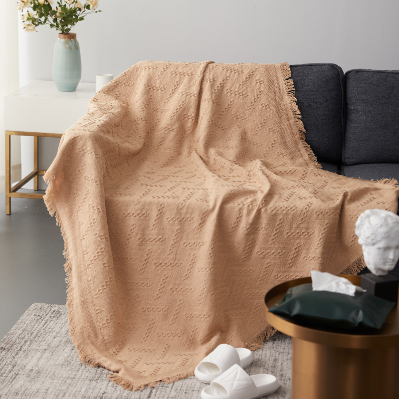 Cross-border wholesale Nordic ins style solid color sofa release four seasons cotton thread blanket sofa cover multi-purpose thread blanket dropshipping