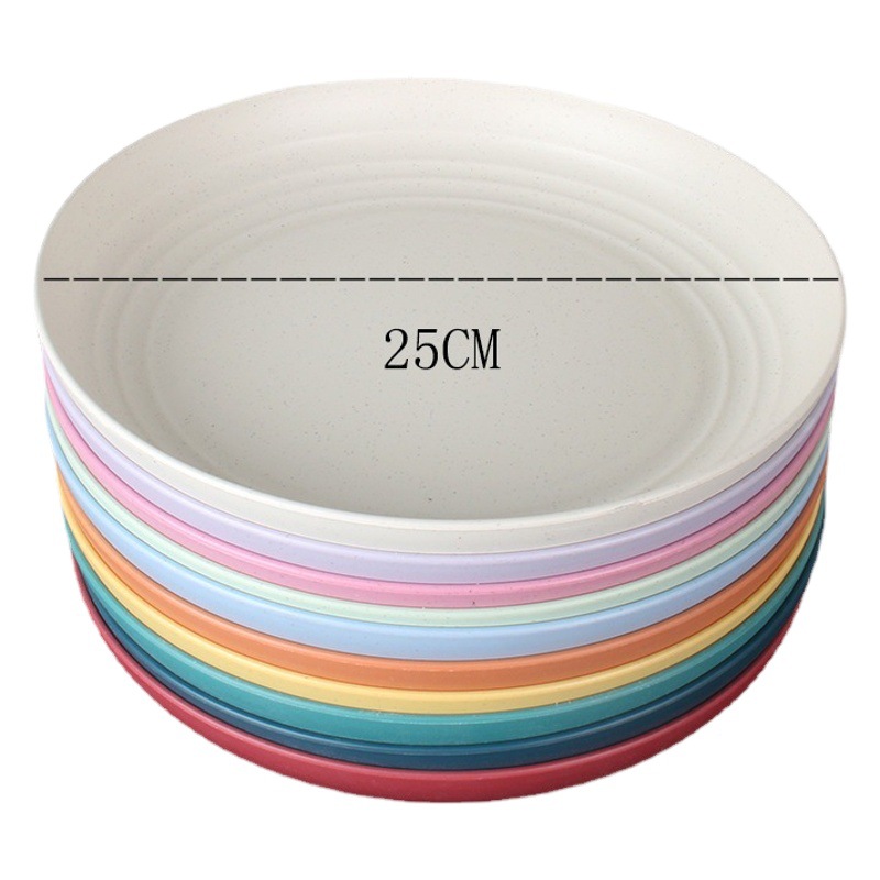 25cm Disco 8 Unids paja de trigo plato de cena del hogar placa de la torta plato de fruta plato resistente a la caída plato de restaurante vajilla image 1