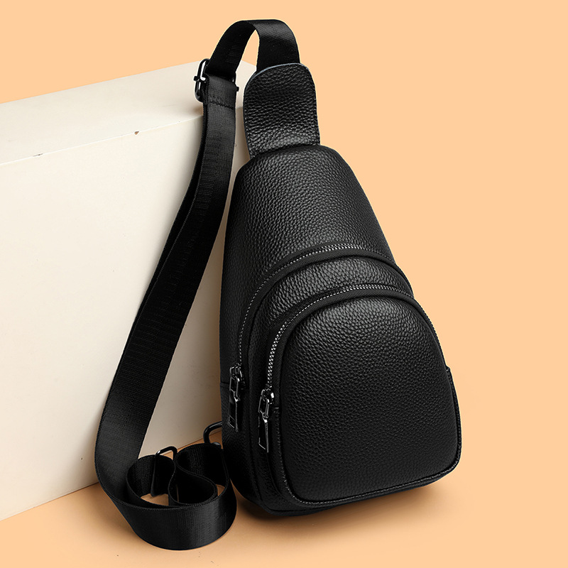 Bolso de pecho de cuero transfronterizo para mujeres 2025, nuevo estilo para hombres y mujeres, bolso de hombro retrógrado simple, bolso de cuero de cabeza, moda