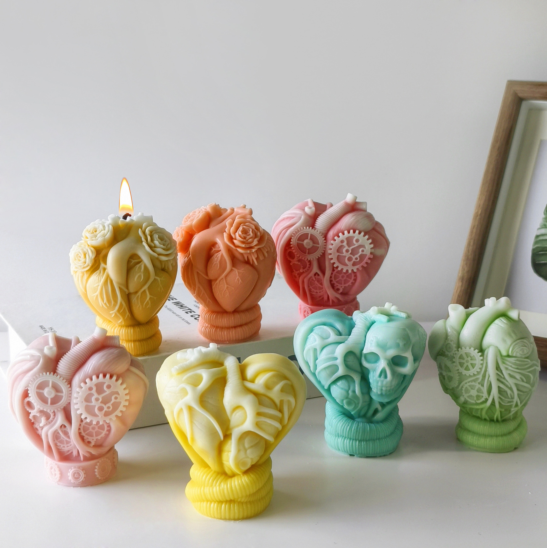 Jiahui Mei corazón molde de cera de banana diy vela hecha a mano cristal adorno goteo