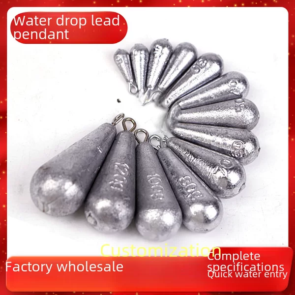 Wholesale Water Drop Lead Drop Fishing Gear Accessories with Ring Lead Drop Drop Shaped Hanging Ring with Ring Willow Leaf Lead Drop Water Drop Lead Drop