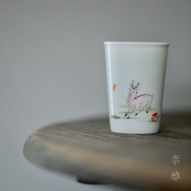 沐云言物 Pastel Lin Shen Jian Deer Wen Xiang чашка Цзиндэчжэнь, фарфоровая расписная чайная чашка в китайском ретро-стиле