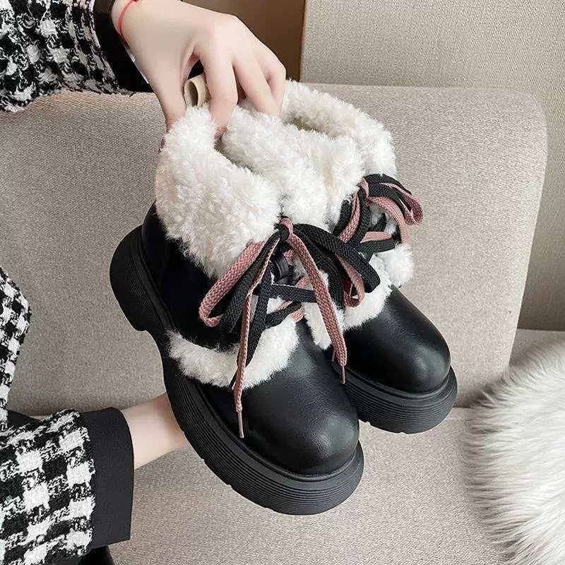 Martens, winter fleece keep warm white universal cute boots platform