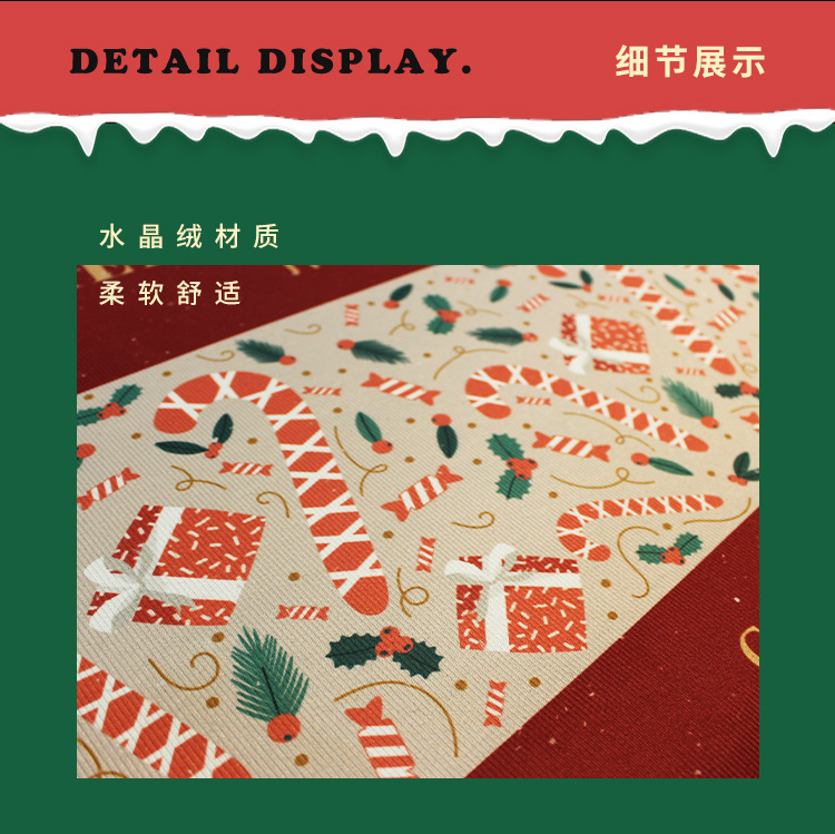 Cartoon Christmas Woolen Temu Door Mats for Home Entrance, Stain-Resistant and Easy-Care Floor Mats, Ready for Sale