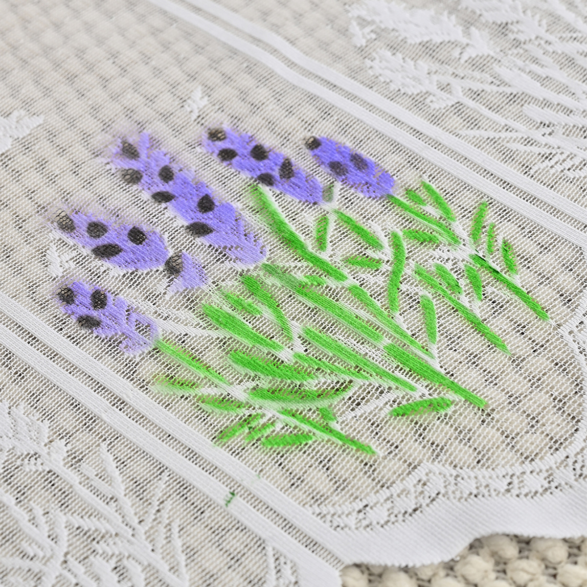 Amazon transfronterizo nueva cortina corta de encaje de lavanda, pantalla de ventana, barra de desgaste, cocina, sala de estar, cortinas terminadas, TEMU