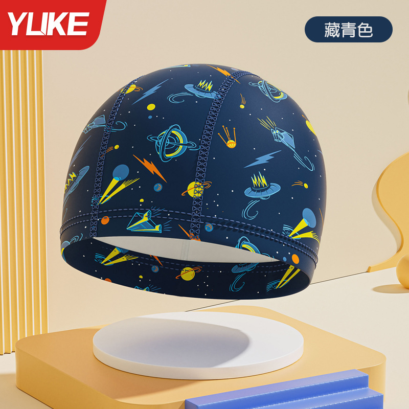Gorro de natación para niños dibujos animados de niñas sombrero de tela cómodo bebé natación sombrero elástico equipo de piscina de escuela primaria para niñas