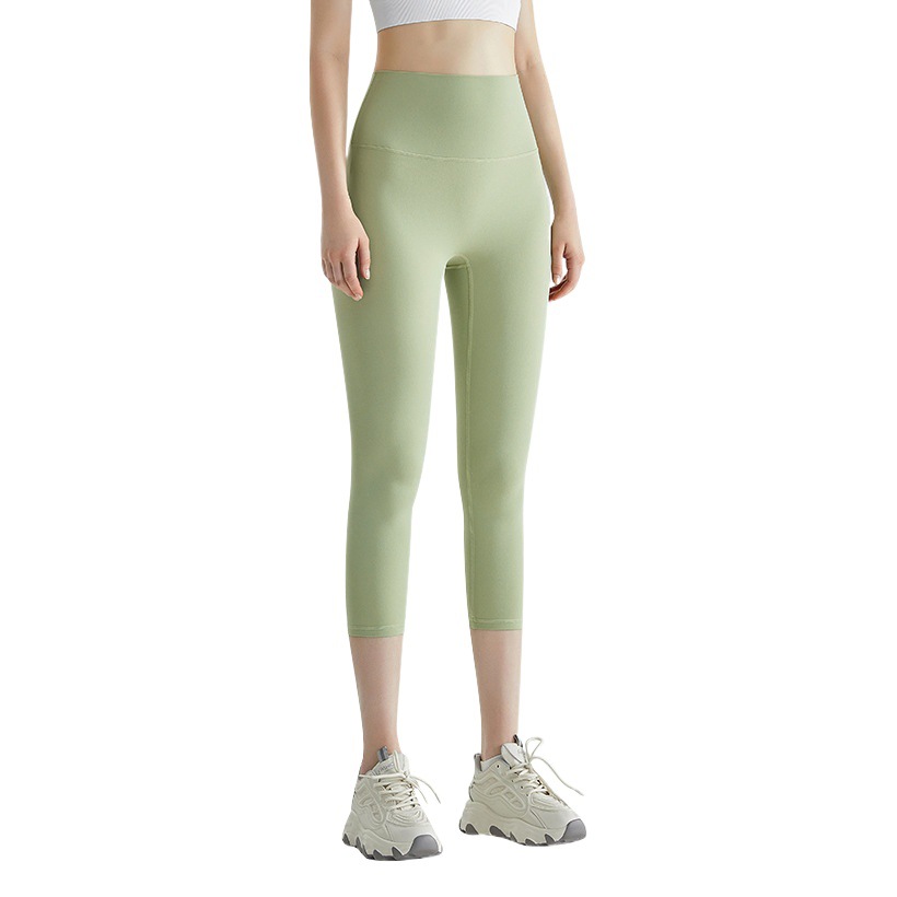 LAHN Pantalones de yoga sin tallas con sentido de la nube, pantalones cortos sin líneas incómodas, leggings deportivos de cintura alta para levantar la cadera para que las niñas los usen afuera