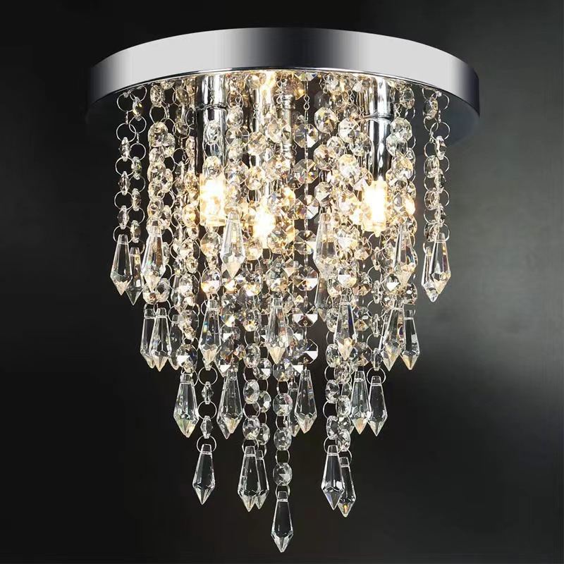 Cross-border exclusive LED crystal minimalist style bedroom corridor hallway pendant light American light luxury lustrous entrance hall lamp