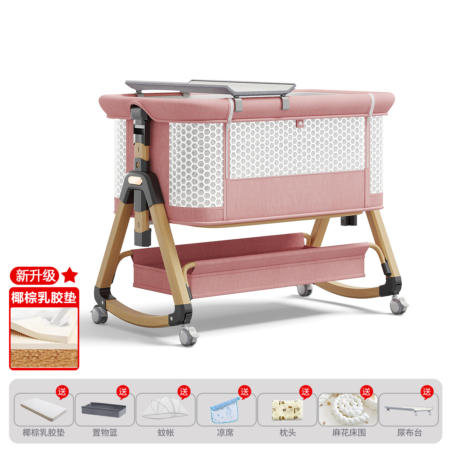 Cama de bebé móvil portátil cuna cama plegable multifuncional BB cama para recién nacidos empalme cama grande
