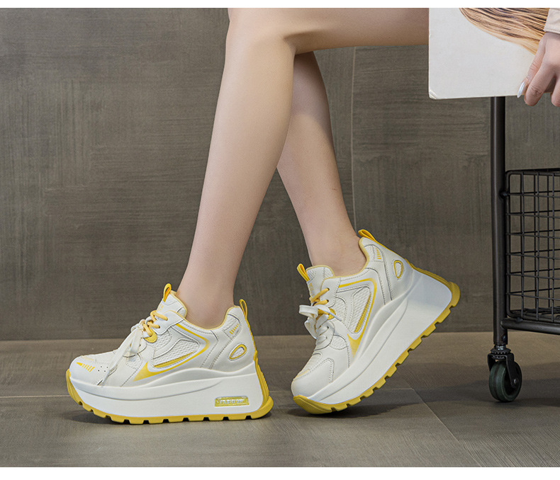 Giày sneaker nữ đế dày tăng chiều cao phong cách cổ điển — Xám 5032, Vàng 5032 chi tiết 18