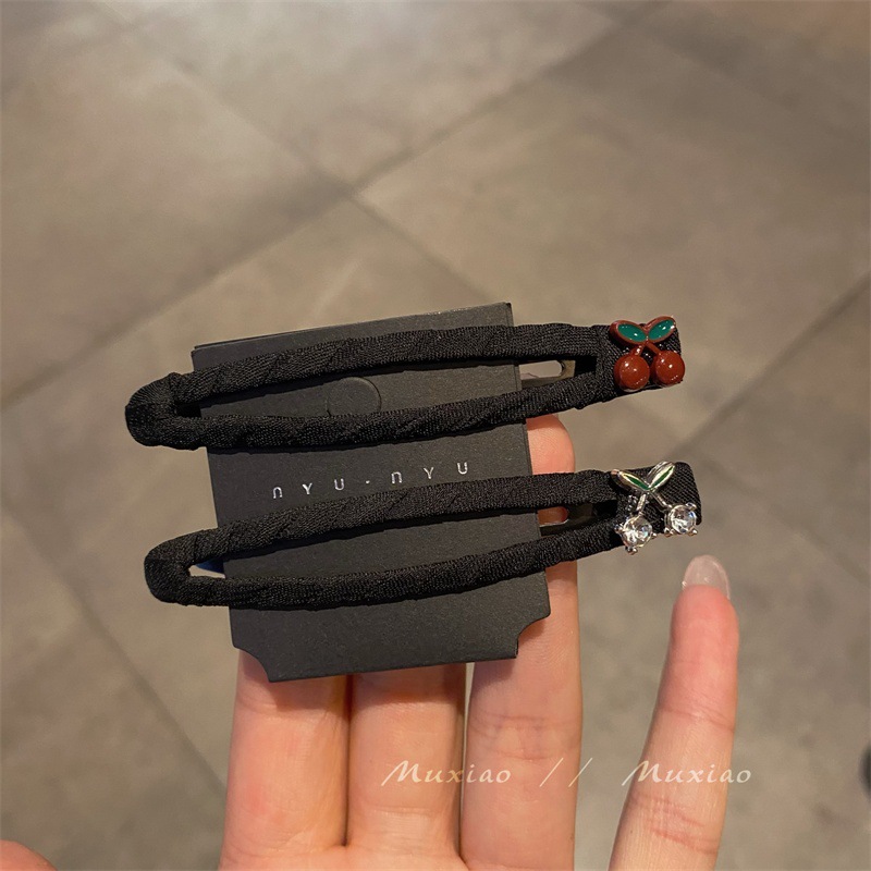 Frangia semplice in tessuto nero confezionata a mano, accessorio per capelli dolce in stile coreano, clip laterale all'ingrosso_voghion.com