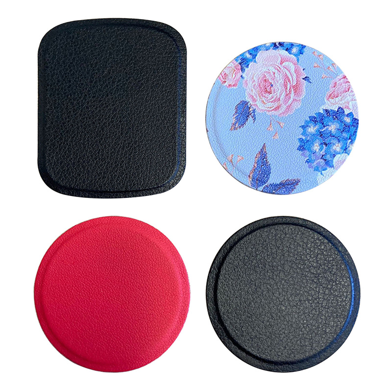 Spot leather magnetic sheet mobile phone holder leather magnetic patch square round iron pattern LOGO