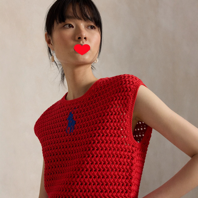 Waiting for the Arrival of Handmade Twist Knitwear~Rl Ralph Lauren Knitwear Vest Polo Round Neck Vest Sweater Women's Clothing