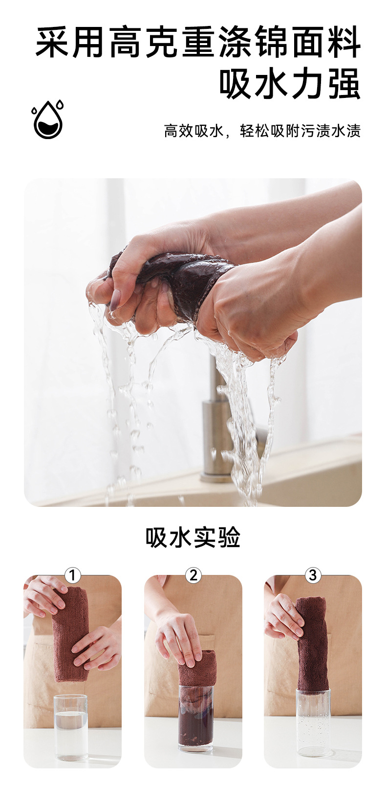 Multi-purpose home cleaning towel set, thickened microfiber cleaning cloth, kitchen-specific table wiping and dishwashing towel