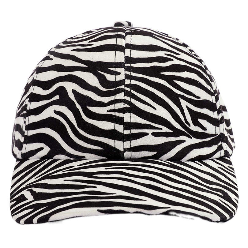 Nuevo patrón de cebra impreso de dibujos animados gorra de béisbol de ala curva tapa de pico duro hombres y mujeres sombrero de sol moda