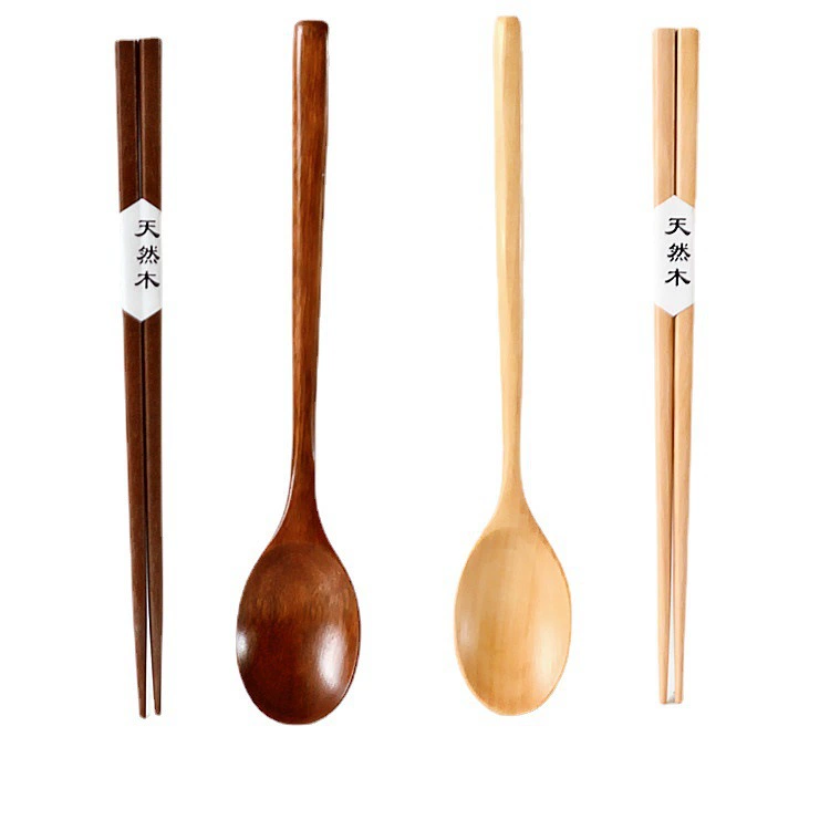 Travel Wooden Spoon & Chopsticks Set, Handcrafted Lacquerware, 23.5×4 cm, Portable Gift