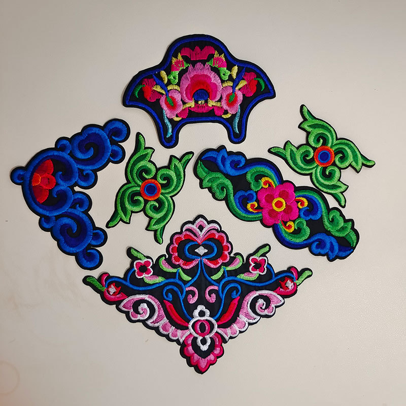 Hanfu Ethnic Style Embroidered Patches for Clothing, Embroidery Patches for Stage Costumes, Ethnic Clothing Decorative Patches and Appliques