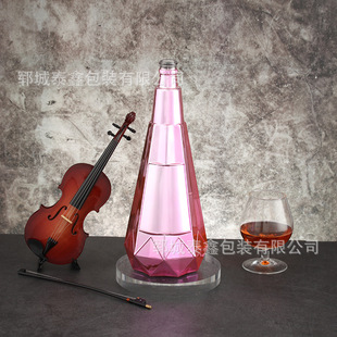 Creative Electroplated Powder Glass Bottle Vodka Ice Wine Bottle Foreign Wine Bottle Electroplated Champagne Bottle
