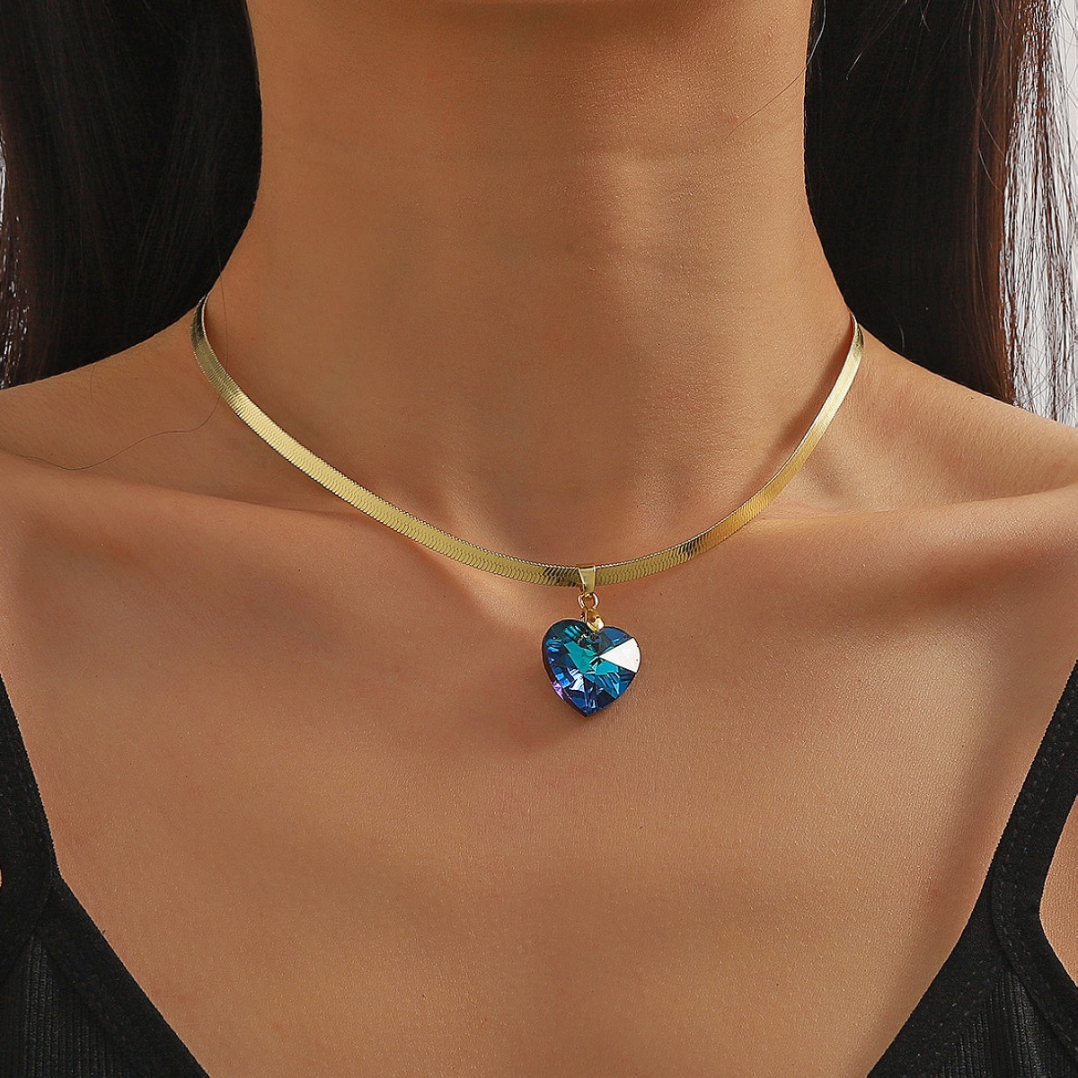 10g Weight Jewelry Set Classification Earrings + Necklace Quantity Holiday, Date Occasion Artificial Crystal, Alloy Material Heart Shape, Rectangle Pattern Women's Gender Simple Style Style Simple Style Heart Shape Rectangle Artificial Crystal Alloy Women's Jewelry Set 5