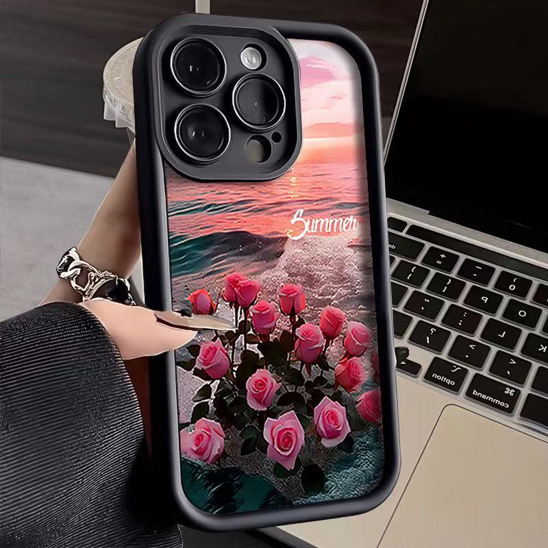 Funda para Teléfono Sunset Rose Compatible con Apple 17 Promax, Estilo Japonés y Coreano, iPhone 16/15/14, Estilo Europeo y Americano 13