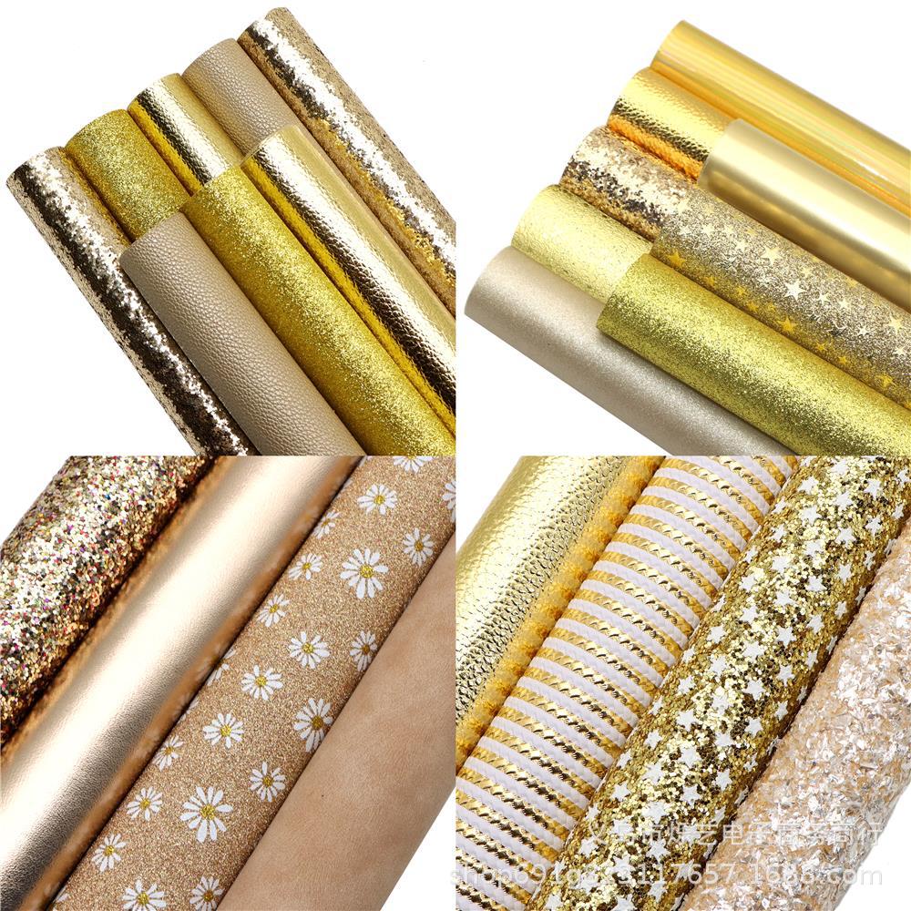 20*33cm金色系列切片皮革套装DIY蝴蝶结耳环包包材料,1Yc49269