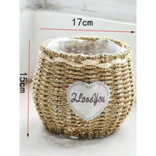 草编筐客厅干花插花摆件装饰欧式手提壁挂花架鸡蛋花蓝藤编花盆