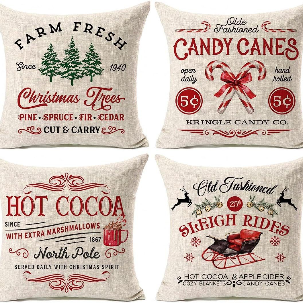 Transfronterizo Amazon temu Hot Sale Navidad invierno copo de nieve impresión lino almohada funda almohada sofá cojín