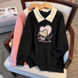 200/350kg plus fat large plus size 300kg loose autumn lapel sweater bust/150/160-6035