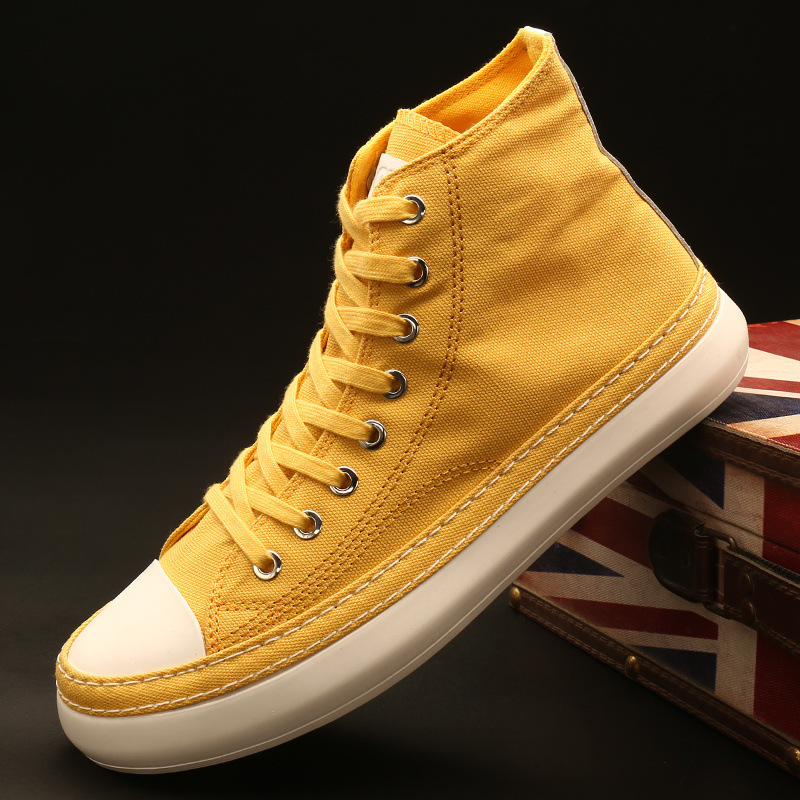 Baoda 22365 Men's Autum New Canvas Shoes Korean Style Versatile Lace-Up High-Top Casual Shoes for Students and Young Men