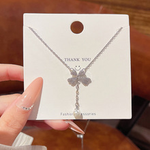 韩版蝴蝶结珍珠项链配饰女ins轻奢小众设计吊坠高级感百搭锁骨链