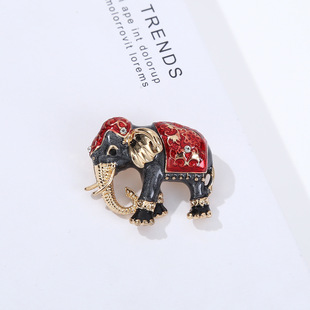 Oil dripping vintage enamel small elephant mini elephant small brooch shirt female corsage diamond collar pin sweater accessories
