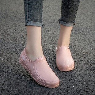 Fashionable Korean-style Low-top Waterproof Shoes Rain Shoes Women's Warm Thickened Rubber Shoes Non-slip Water Shoes Women's Work Rain Boots Autumn and Winter