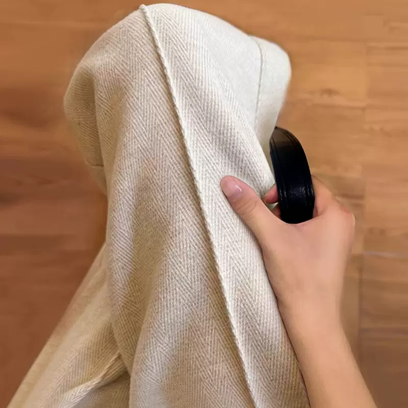 孕妇裤子秋冬外穿2025新款人字纹阔腿裤女宽松加绒加厚毛呢长裤子