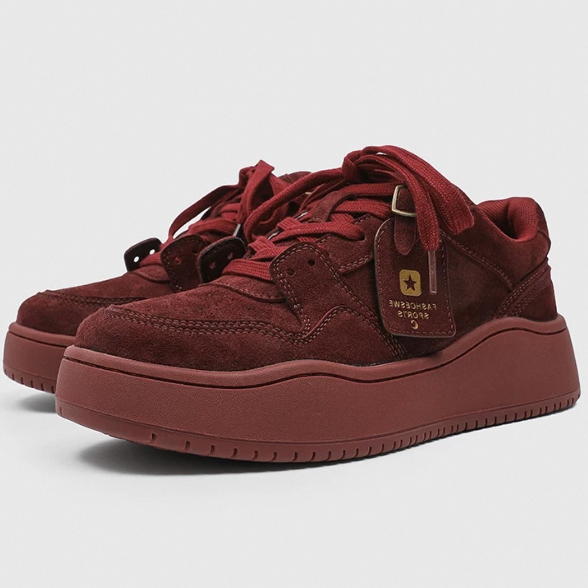 2025新款安可拉红面包鞋男女厚底增高休闲板鞋情侣舒适面包鞋潮鞋