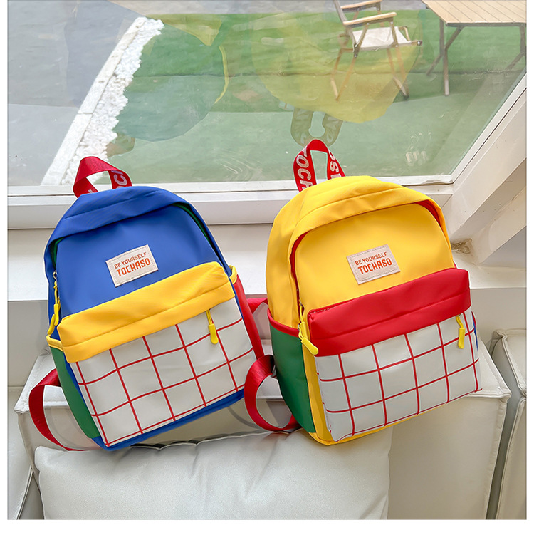 Water Repellent 15 Inch Color Block School Kids Backpack display picture 22