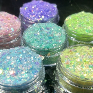 Golden Iridescent Polarized Semi-Transparent Sparkling Nail Art Glitter Transparent DIY Handmade Resin Decoration Nail Stickers