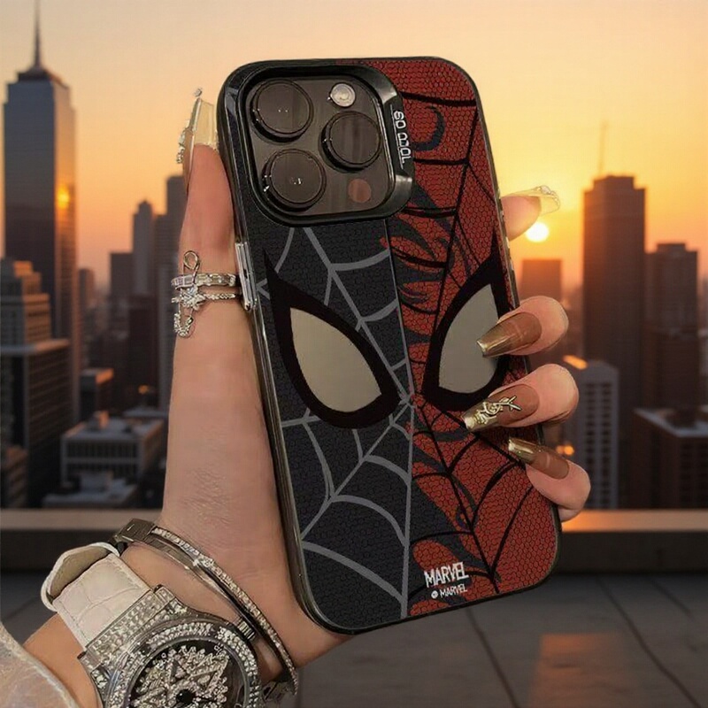 New Red and Blue Spider Apple 17Promax Color Silver Mobile Phone Case iPhone Air/17/16/15 Anti-Fall