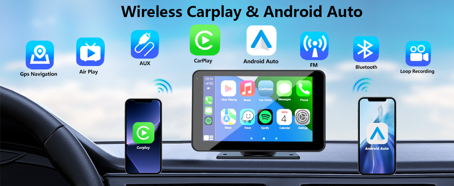 Cross-Border 7inch Wireless Carplay Portable Car Bluetooth Mp5 Player Multimedia Android Screen Projection Navigator