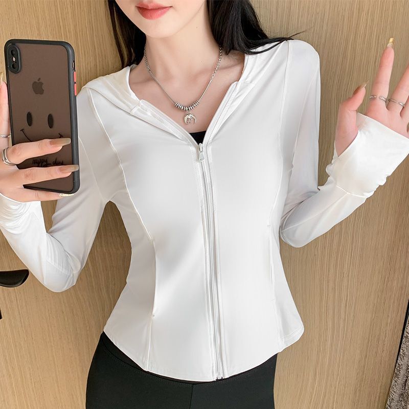 アイスシルク日焼け防止服女性の夏の新しい薄いドーパミンスリム通気性痩身 UV トップ 2025 ジャケット|undefined