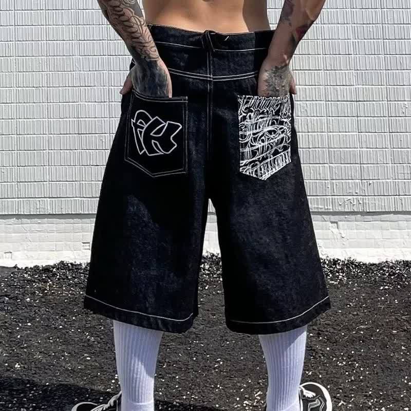 American West Coast Denim Shorts Men's Summer 2024 New Trendy Brand Loose Washed Cut Five-Point Casual Pants