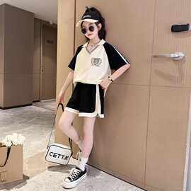 女童休闲套装2025夏季新款韩版童装小女孩短袖短裤中大童两件套潮