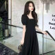 Puff Sleeve Square Collar White Hepburn Light Mature Style dress Women's White Skirt Tight Waist Slimming Elegant Knee-length Dress for Summer