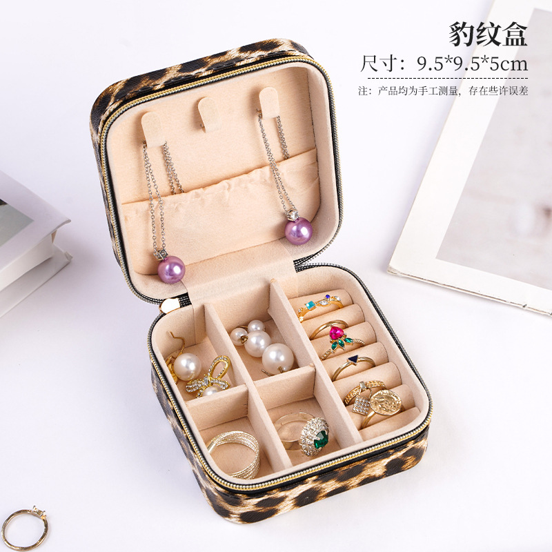 Mini caja de joyería cuadrada simple portátil, caja de anillo, pulsera, collar, pendiente, caja de almacenamiento, caja de joyería exquisita de alta gama