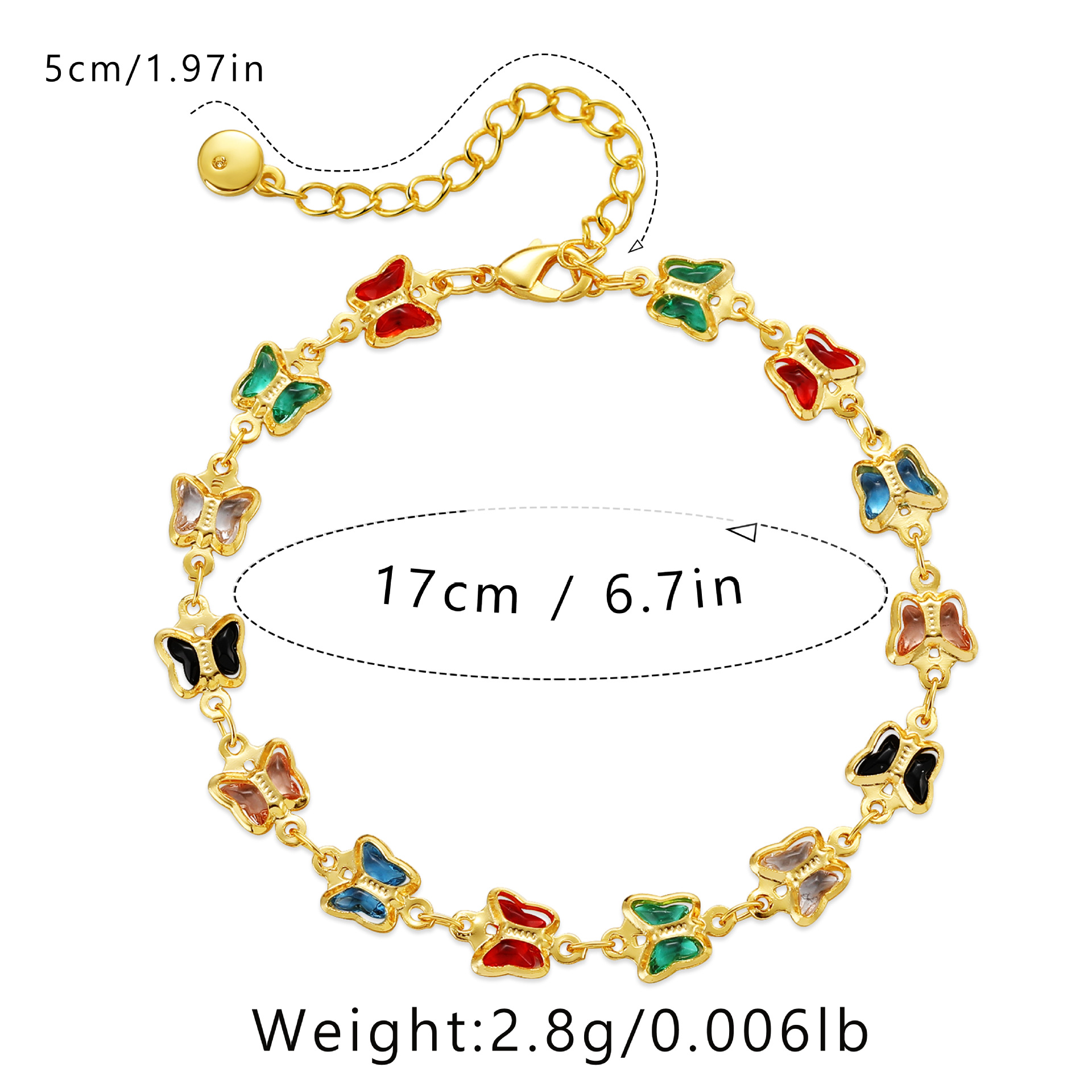 Retro Butterfly Copper Inlay Zircon Bracelets