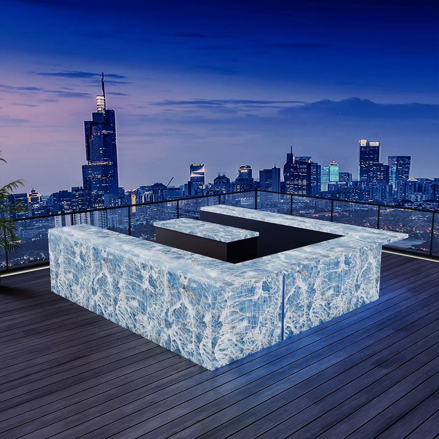 酒吧发光吧台户外家具天然玉石创意调酒酒吧台聚会派对大理石吧台