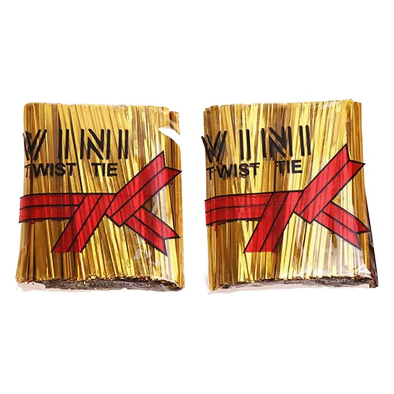 Renli оптовая продажа 12 см золотой галстук проволока уплотнение золотая полоса Подарочный пакет галстук рот золотая нить ПЭТ золотая полоса