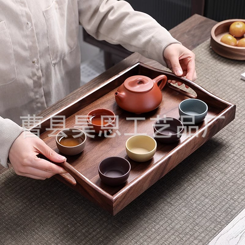 Wooden rectangular tea set, Scandinavian tea cup for home use, Nordic style