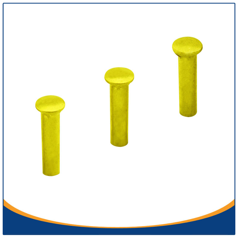 多工位铆钉工件东莞冷镦厂家直销 H65黄铜半圆头螺纹T帽